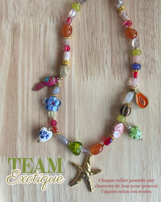 Collier La Créative en crochet fait main - Machja Perla (vue de face)