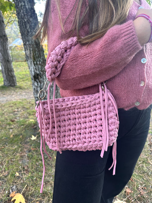 Sac SOLEA rose bonbon Candy pink en crochet fait main - Machja Perla