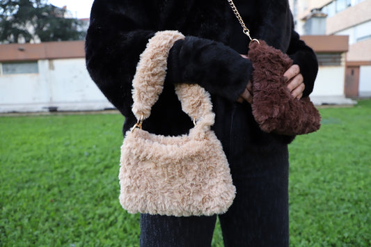 Sac SOLEA rose pastel Sweet cupcake en crochet fait main - Machja Perla (vue de face)