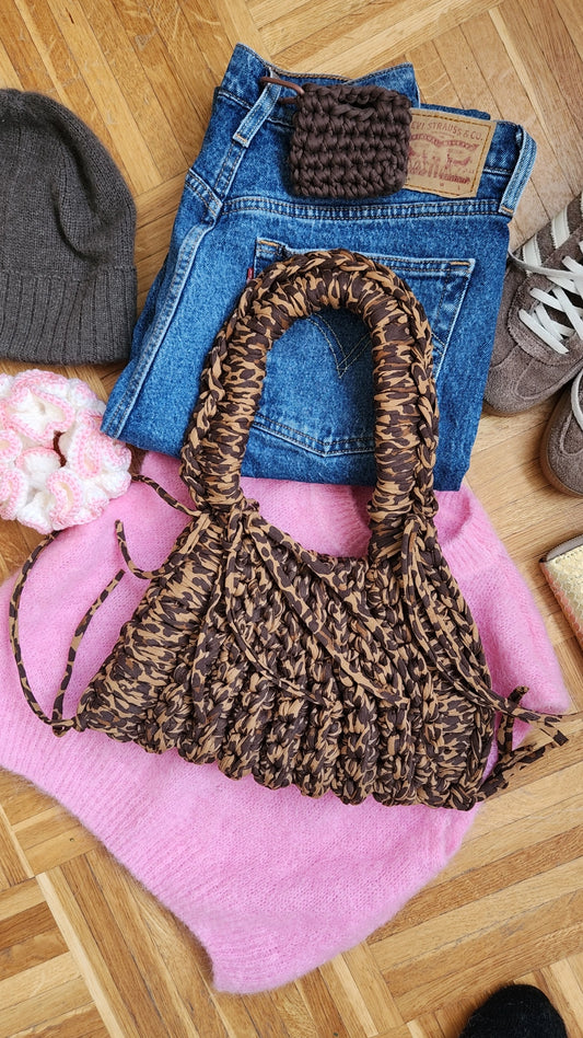 Sac LUNA imprimé léopard Wild energy en crochet fait main - Machja Perla