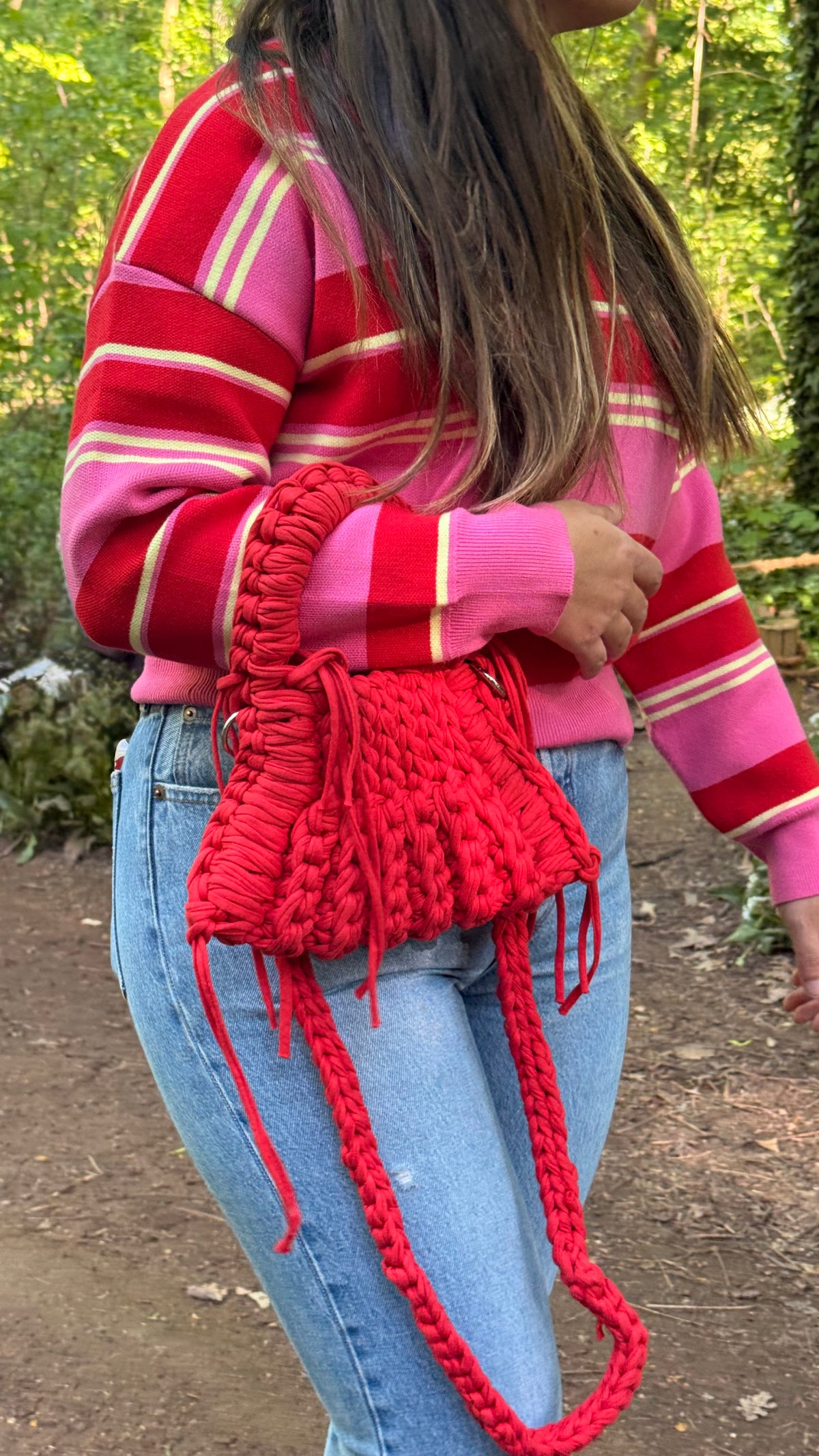 Sac LUNA rouge flamme Burning love en crochet fait main - Machja Perla
