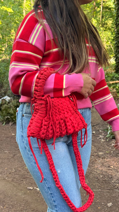 Sac LUNA rouge flamme Burning love en crochet fait main - Machja Perla