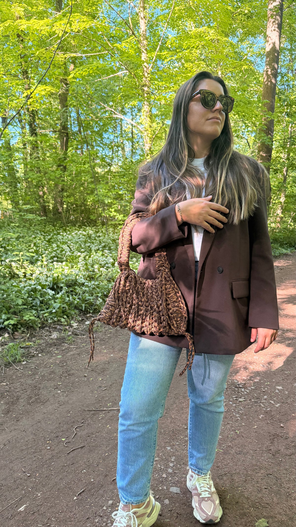 Sac LUNA imprimé léopard Wild energy en crochet fait main - Machja Perla (vue de face)
