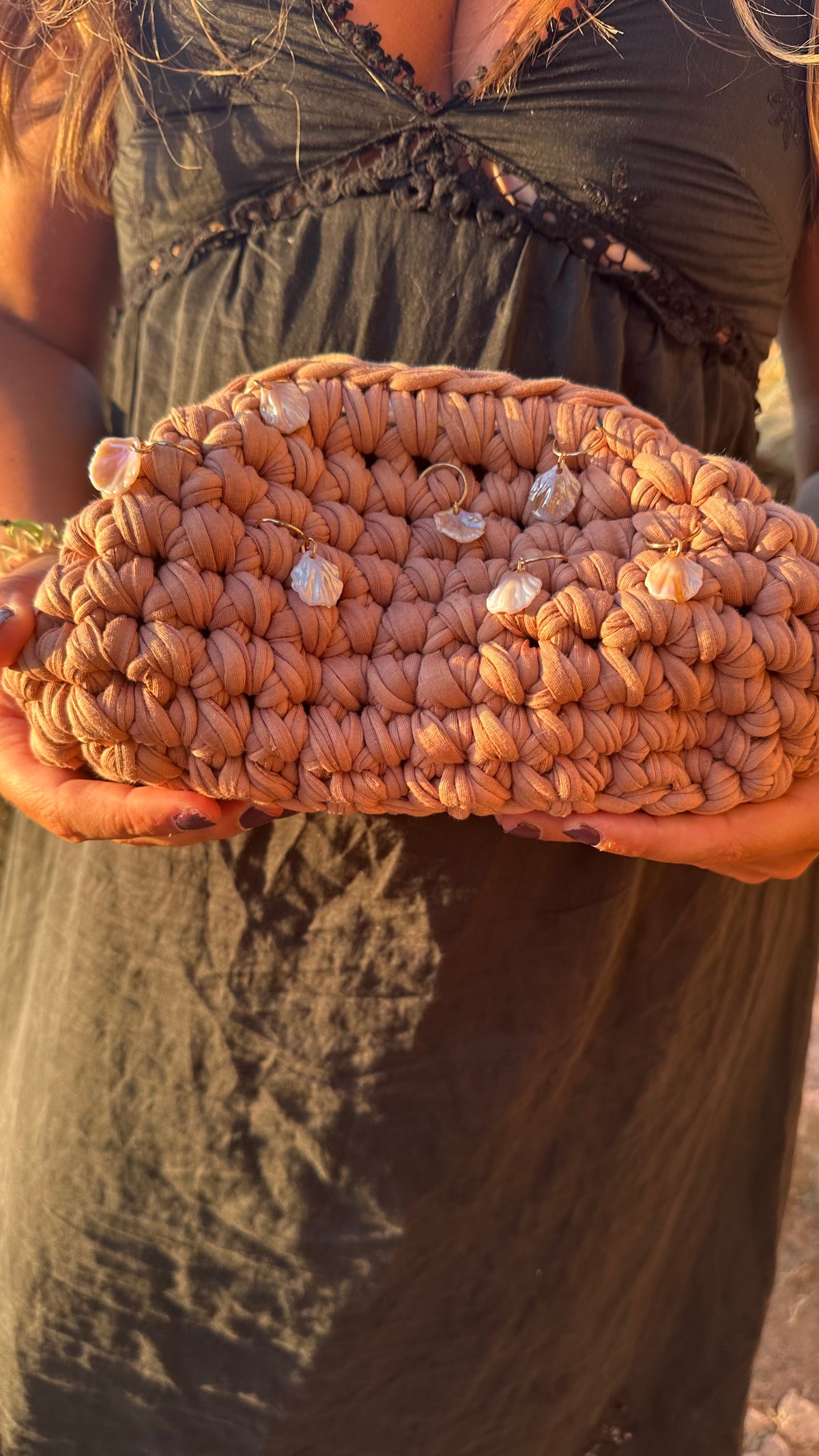 Sac STELLA coquillage Sunset shell en crochet fait main - Machja Perla